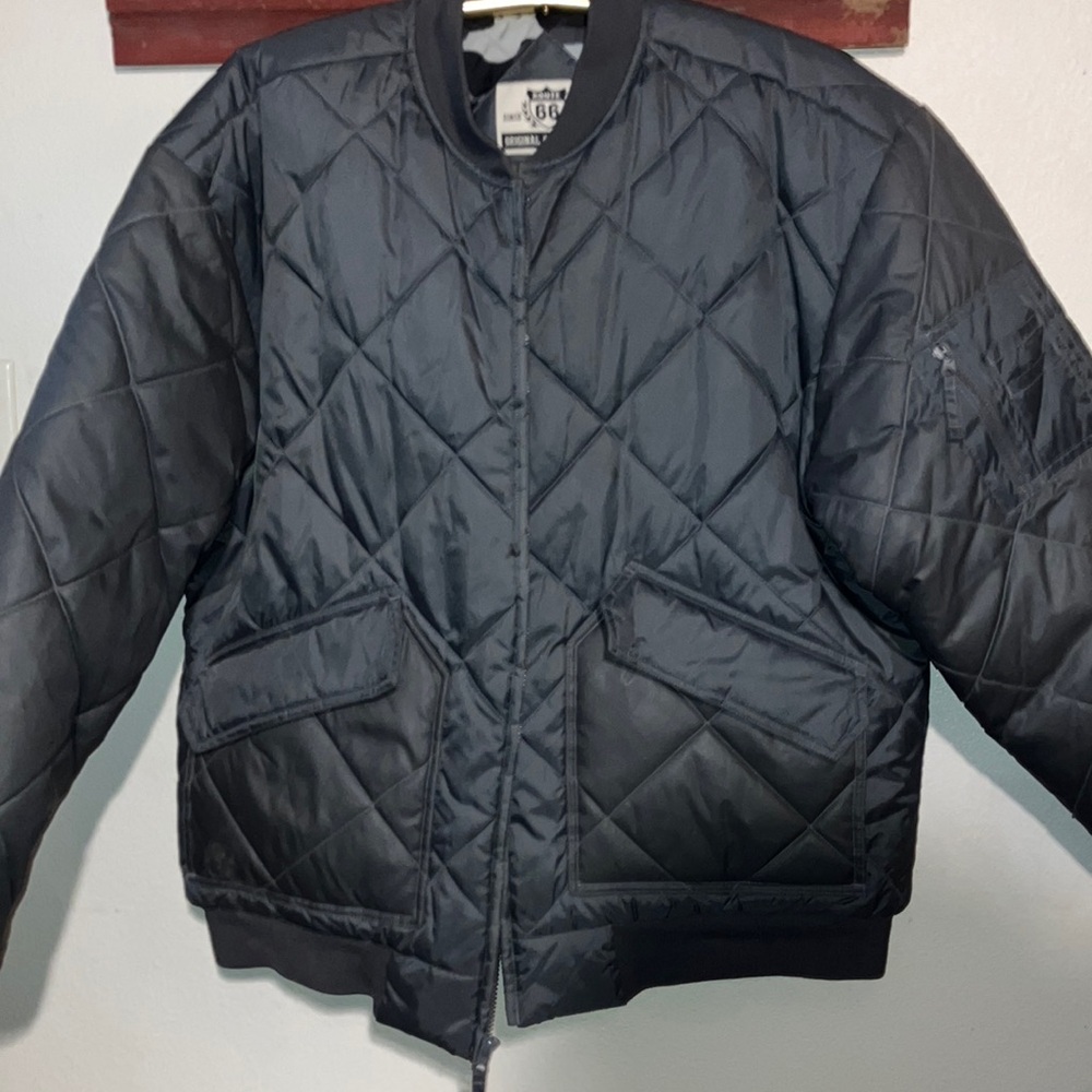Route 66 Gray Quilted Puff Coat with Camouflage‎ Lining